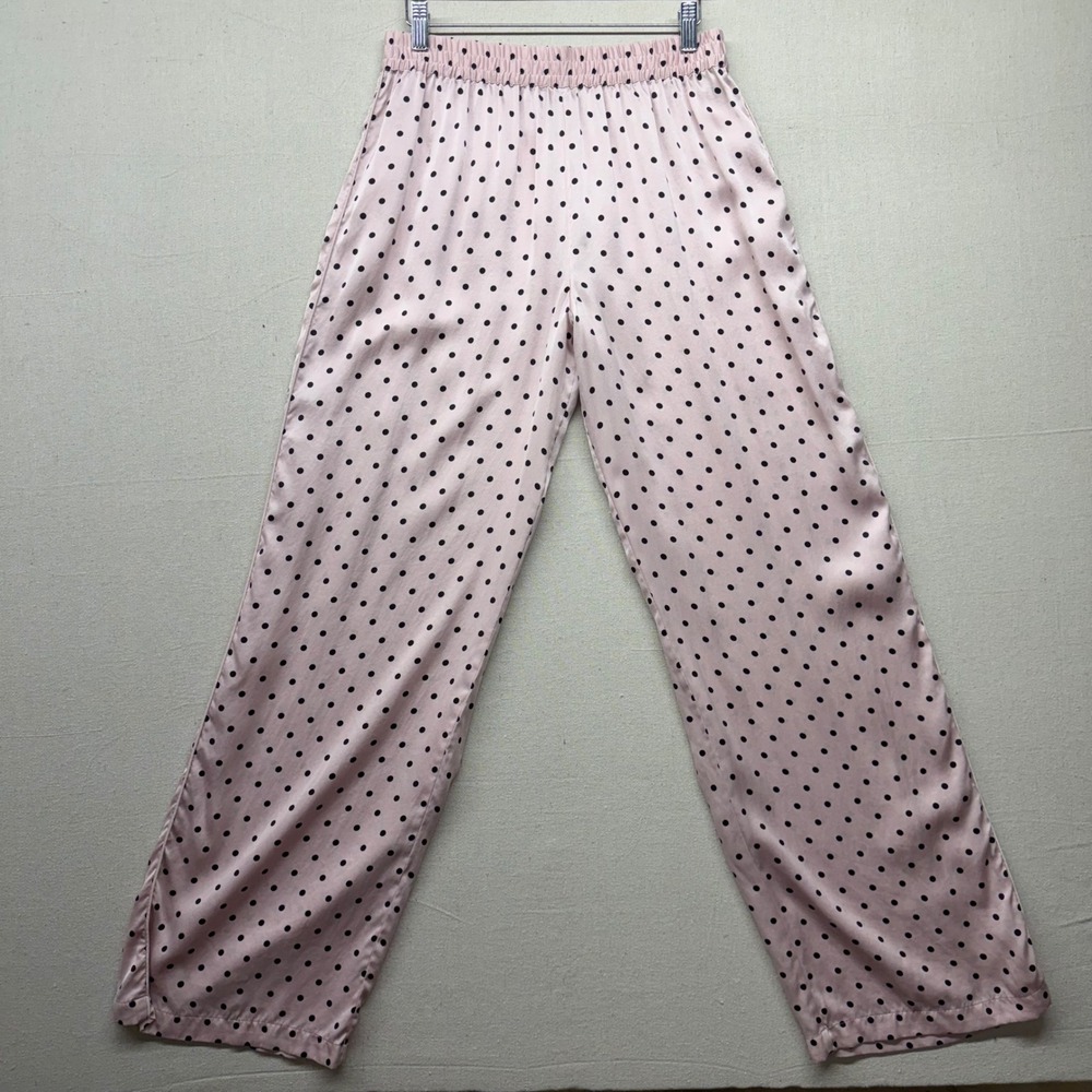 Victoria's Secret Pink Polka Dot 100% Mulberry Silk Pajama Set Top Pants M - Picture 14 of 16